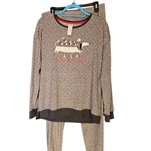 Cozy Pajama Gift Set 2X Holiday Pajama Cozy Lounge PJ Set Dachshund Dog NWT ws66